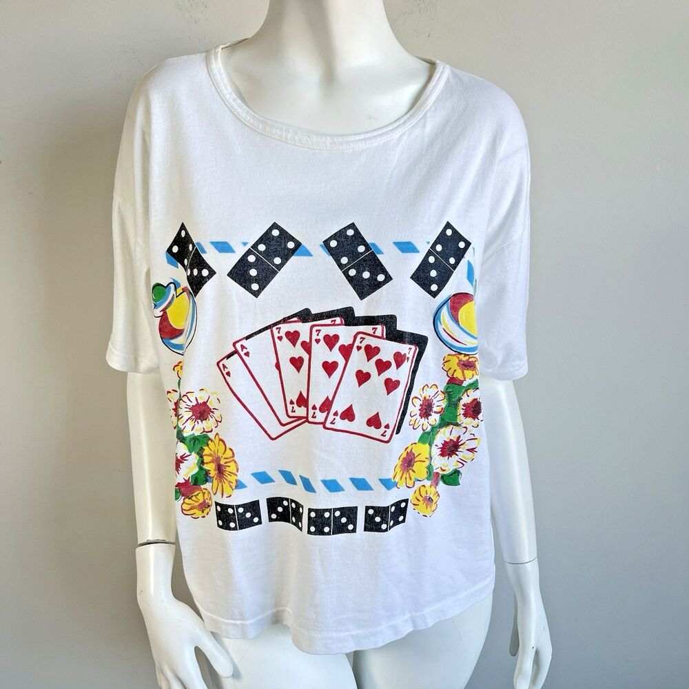 80's 90's‎ Vintage Single Stitch Live Wire Retro Game Night Casino T Shirt M/L